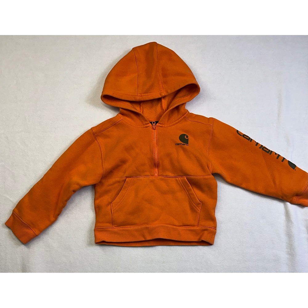 Carhartt Kids Orange Quarter Zip Hooded Sweatshirt TS6273-B Size 4T
